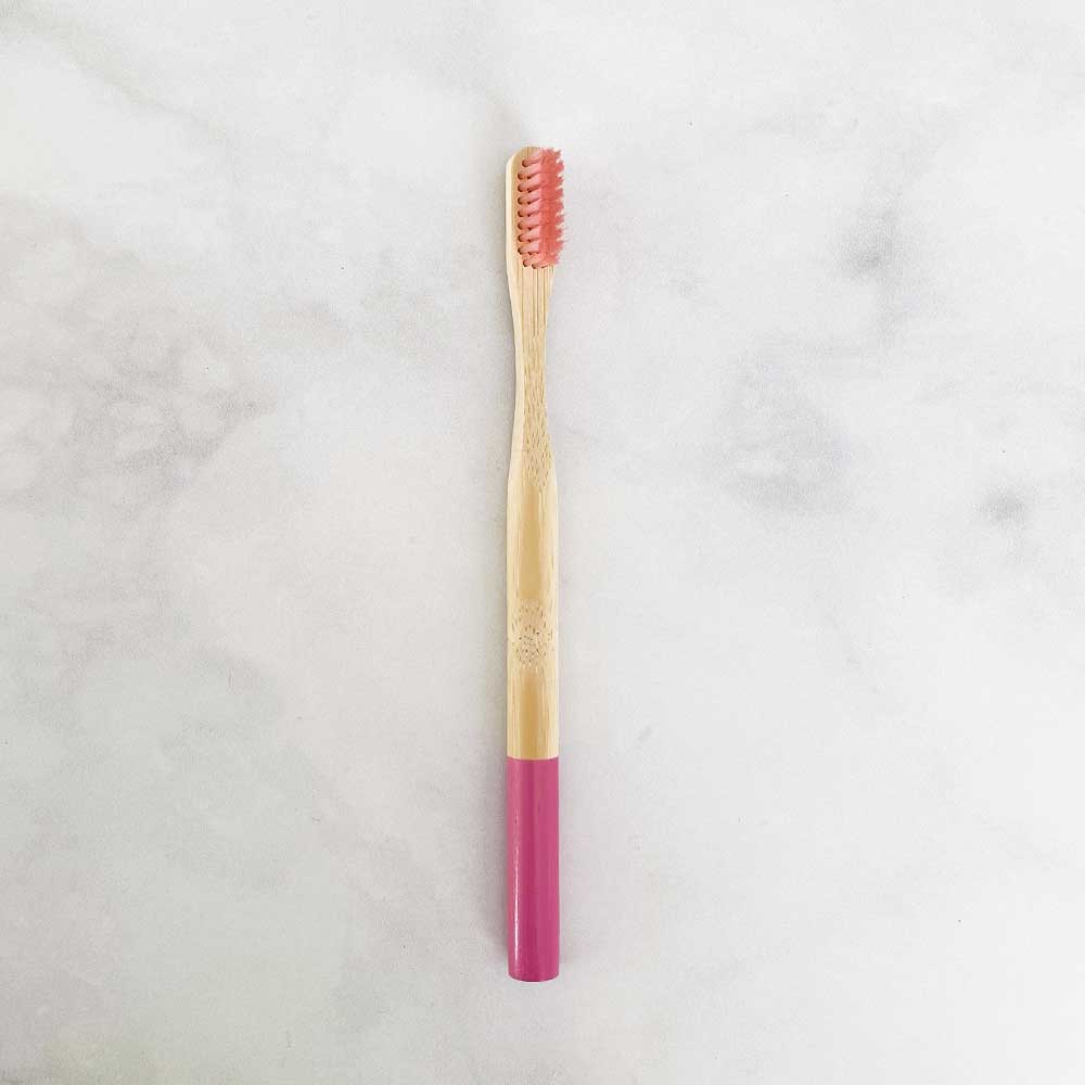 bamboo toothbrush bright pink
