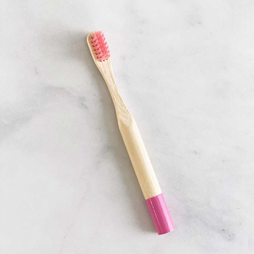 bamboo toothbrush kids girls pink