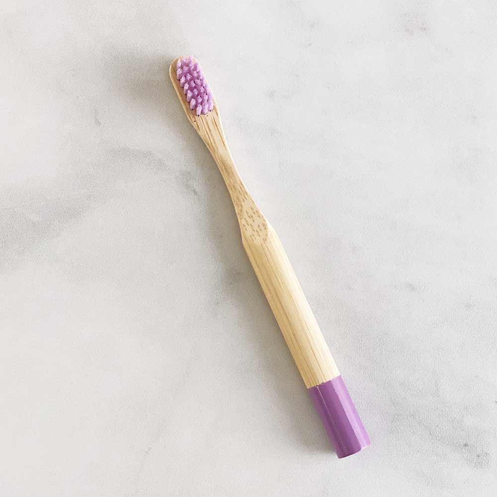 kids' bamboo toothbrush purple