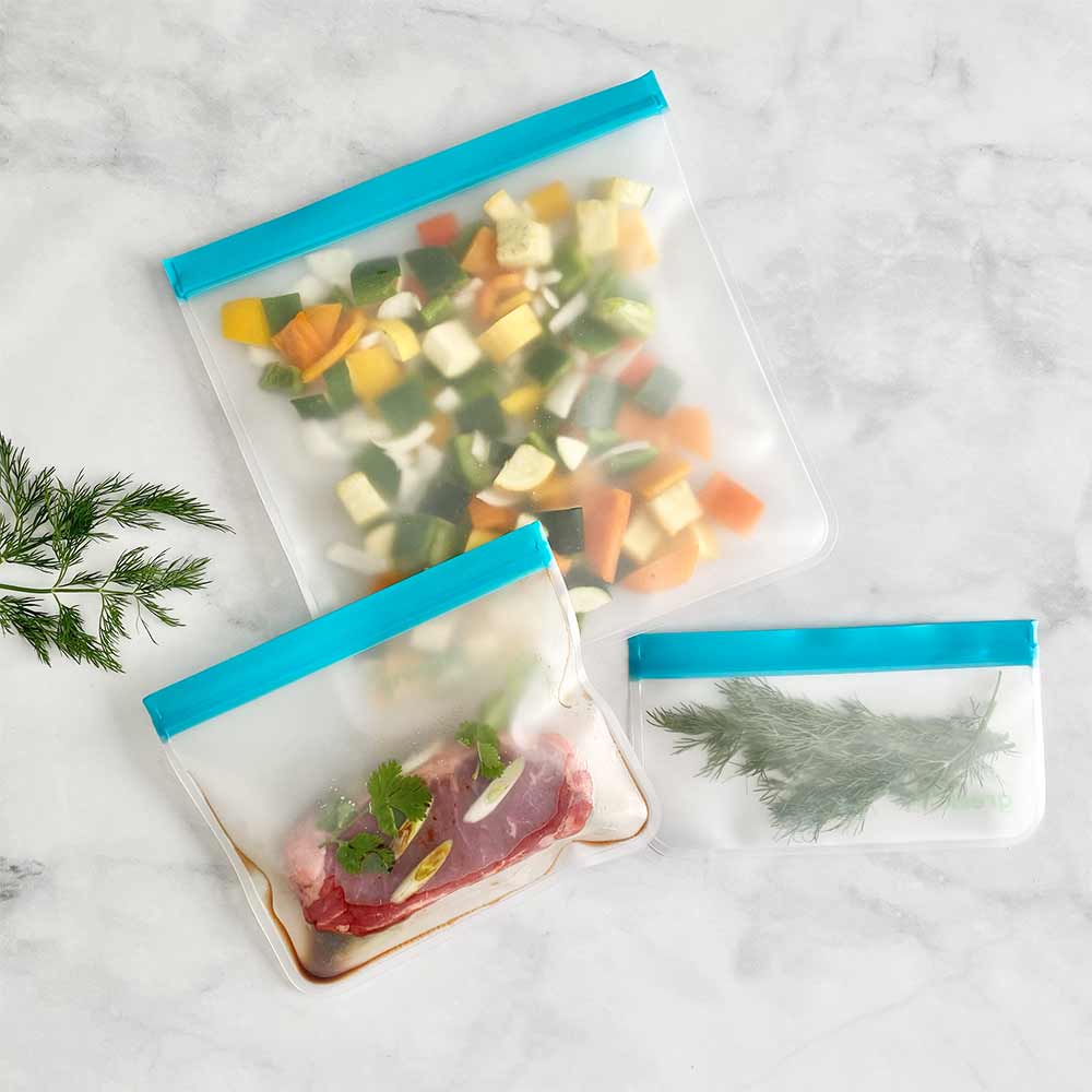 Zip Top Starter Bag Set in Gray - Reusable Silicone Bags & Containers