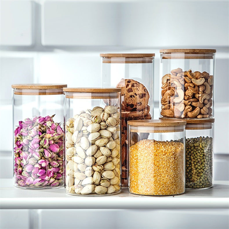 Glass Storage Jars with Bamboo Lid