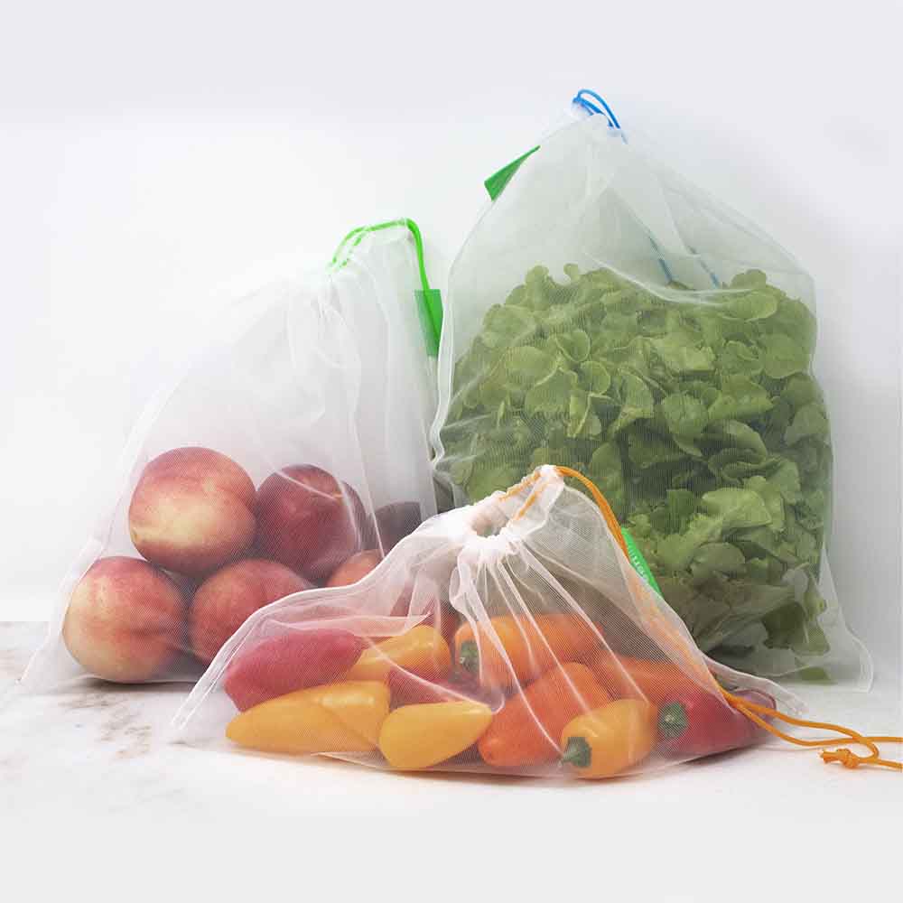 Keep it Fresh Produce Bags - 30 Reusable Fruit Veggie Freshness Green Bags  & Twist Ties