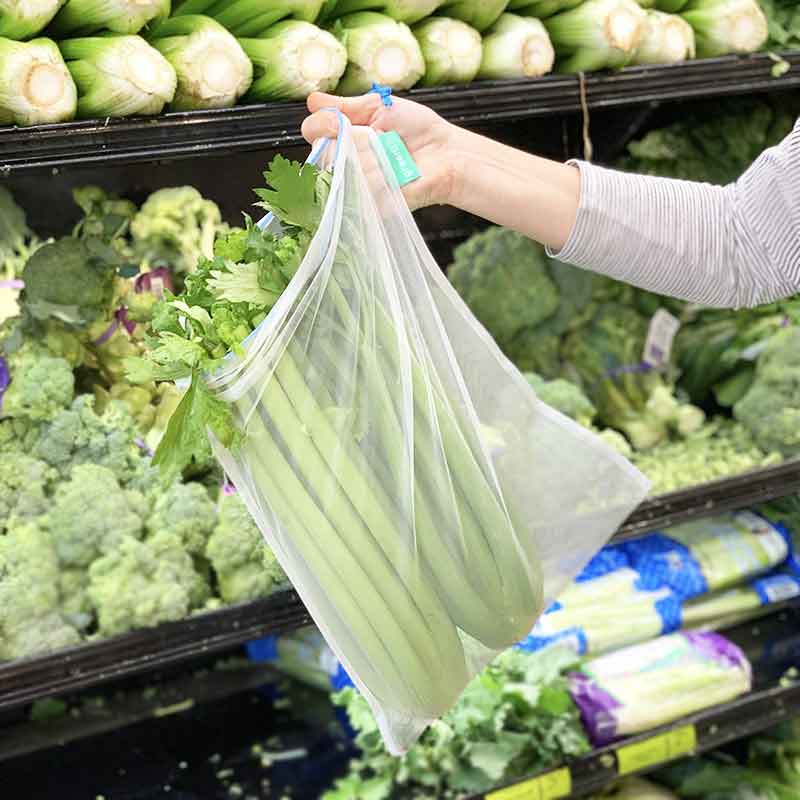 Keep it Fresh Produce Bags - 30 Reusable Fruit Veggie Freshness Green Bags  & Twist Ties