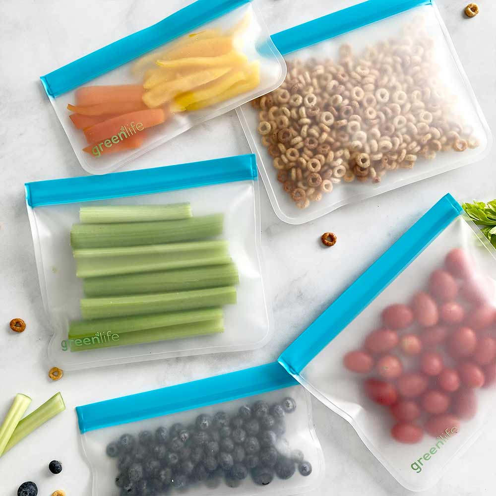 Reusable Ziplock Bags | Zero Waste Silicone Ziplocs | Reusable Freezer Bags  | Washable Sandwich Bags | 3 Pack