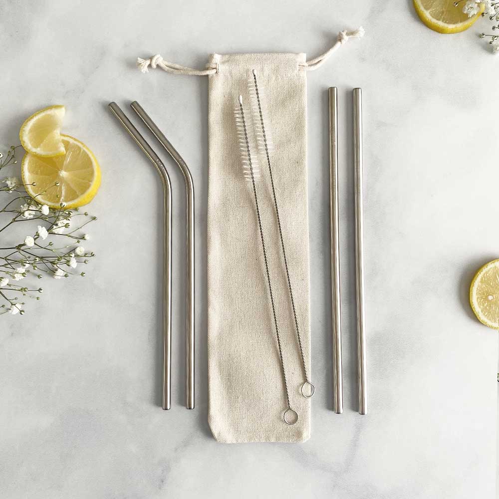 reusables straws stainless steel set of 4