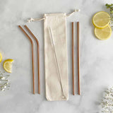 rose gold metal straws set