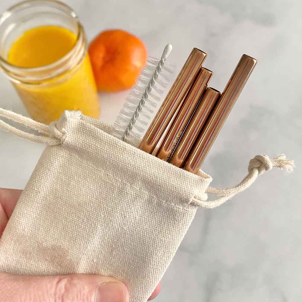 stainless steel straws rose gold