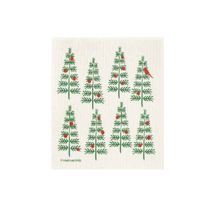 Christmas Tree Swedish Dishcloth Three Bluebirds Holiday