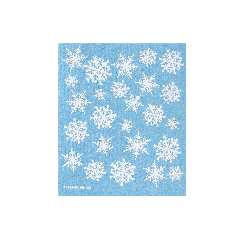 Three Bluebirds Snowflakes Swedish Dish Cloth Winter