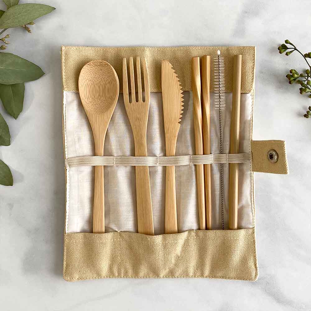 Totally Bamboo Take Along Reusable Utensil Set with Pineapple Style Travel Case